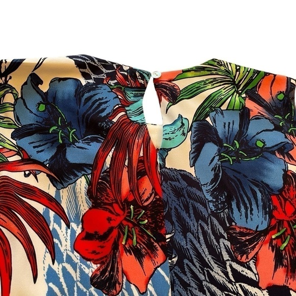 Laura Petites - Bright Tropical Shift Dress-Front Cut-outs - Lined -Size 10 P - Picture 15 of 16